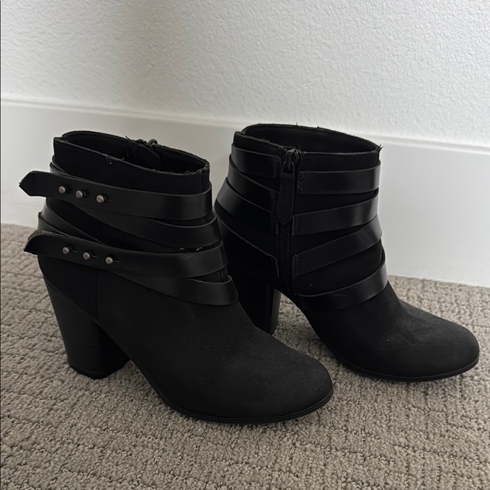 Black Ankle Boots with Straps